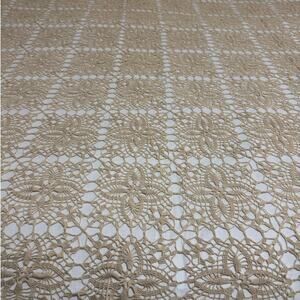 Hand Crochet Rosette Medallion Tablecloth Ecru Delicate Cottage Core 62x76 Inch